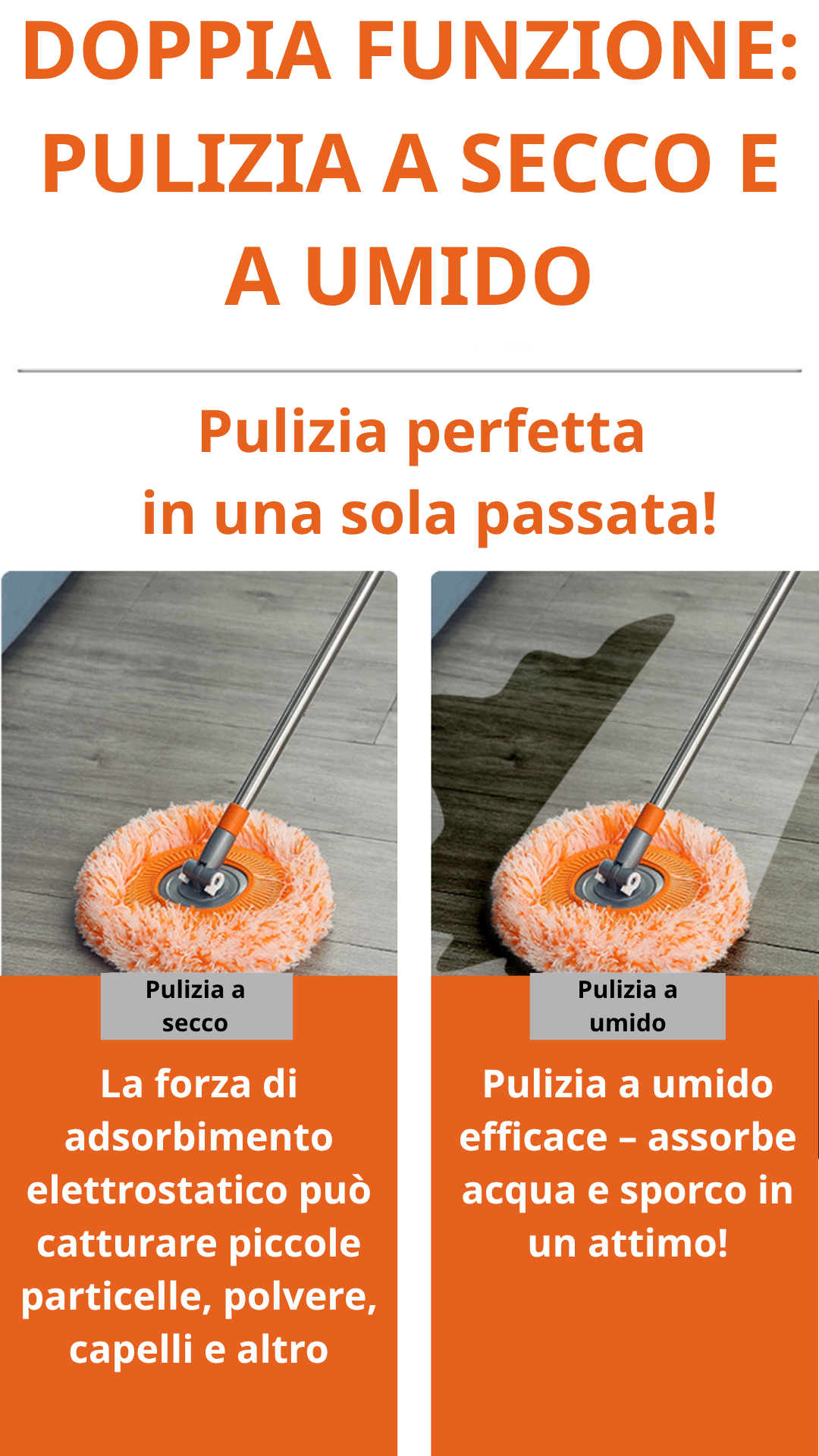 (Promozione: sconto del 30%) Mocio a Massima Pulizia e Assorbenza