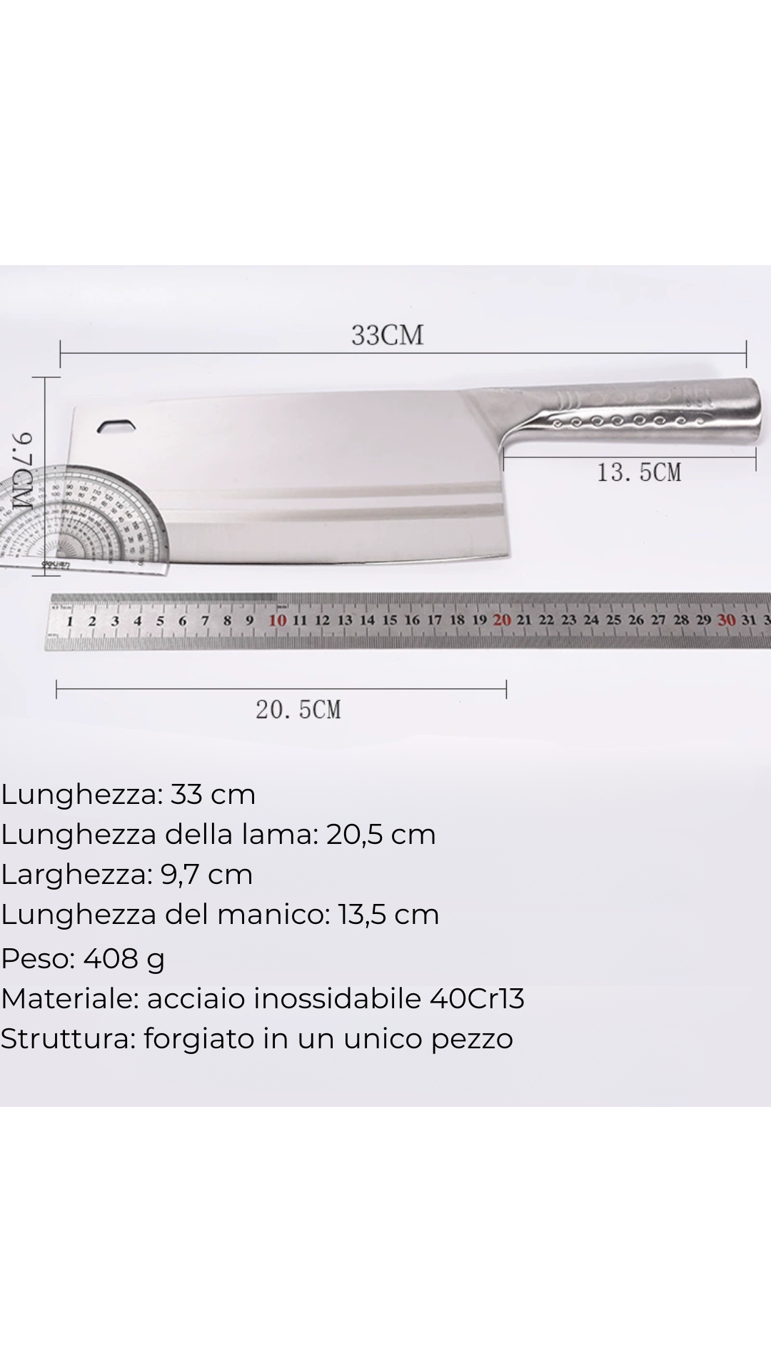 (Offerta speciale: -30%)  Mannaia Professionale in Acciaio Inossidabile !!!!