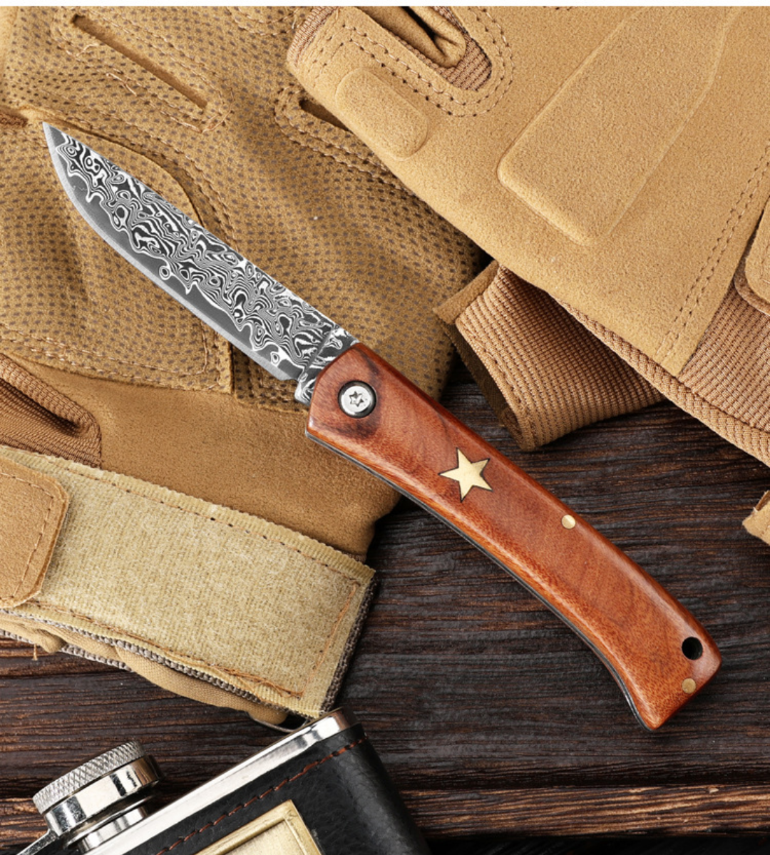 Coltello per sbucciare la frutta in acciaio Damasco