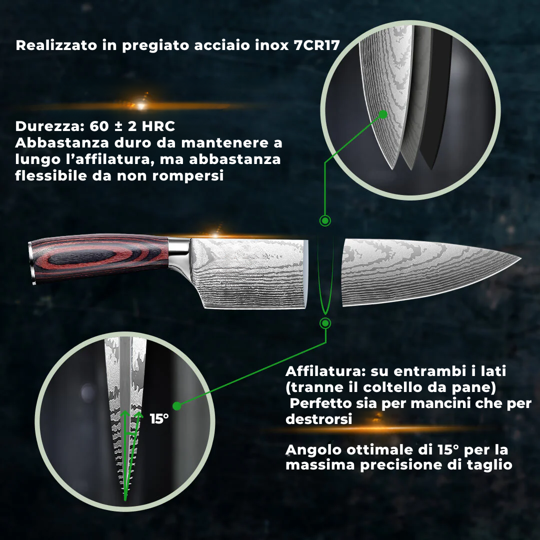 Set di Coltelli da Cucina Giapponesi – 8 Pezzi