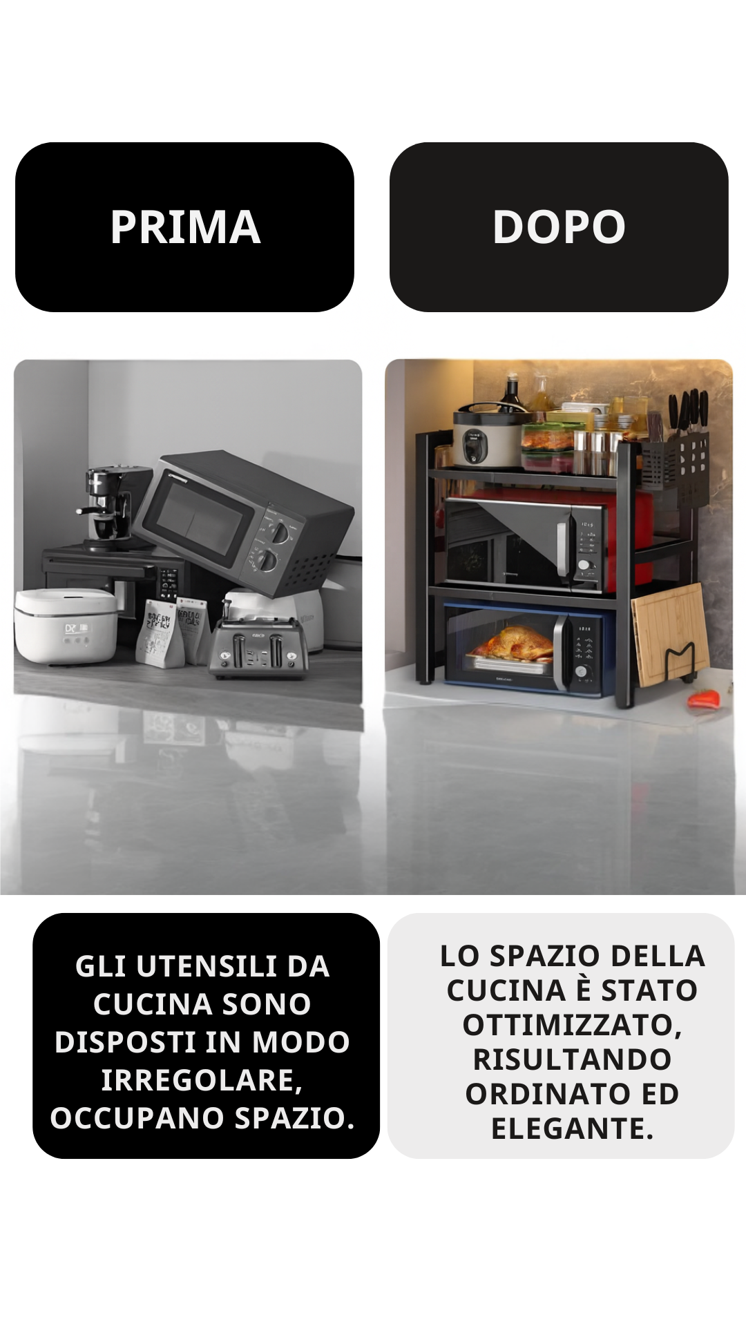 (Promozione: sconto del 30%) Ripiano regolabile per microonde da cucina