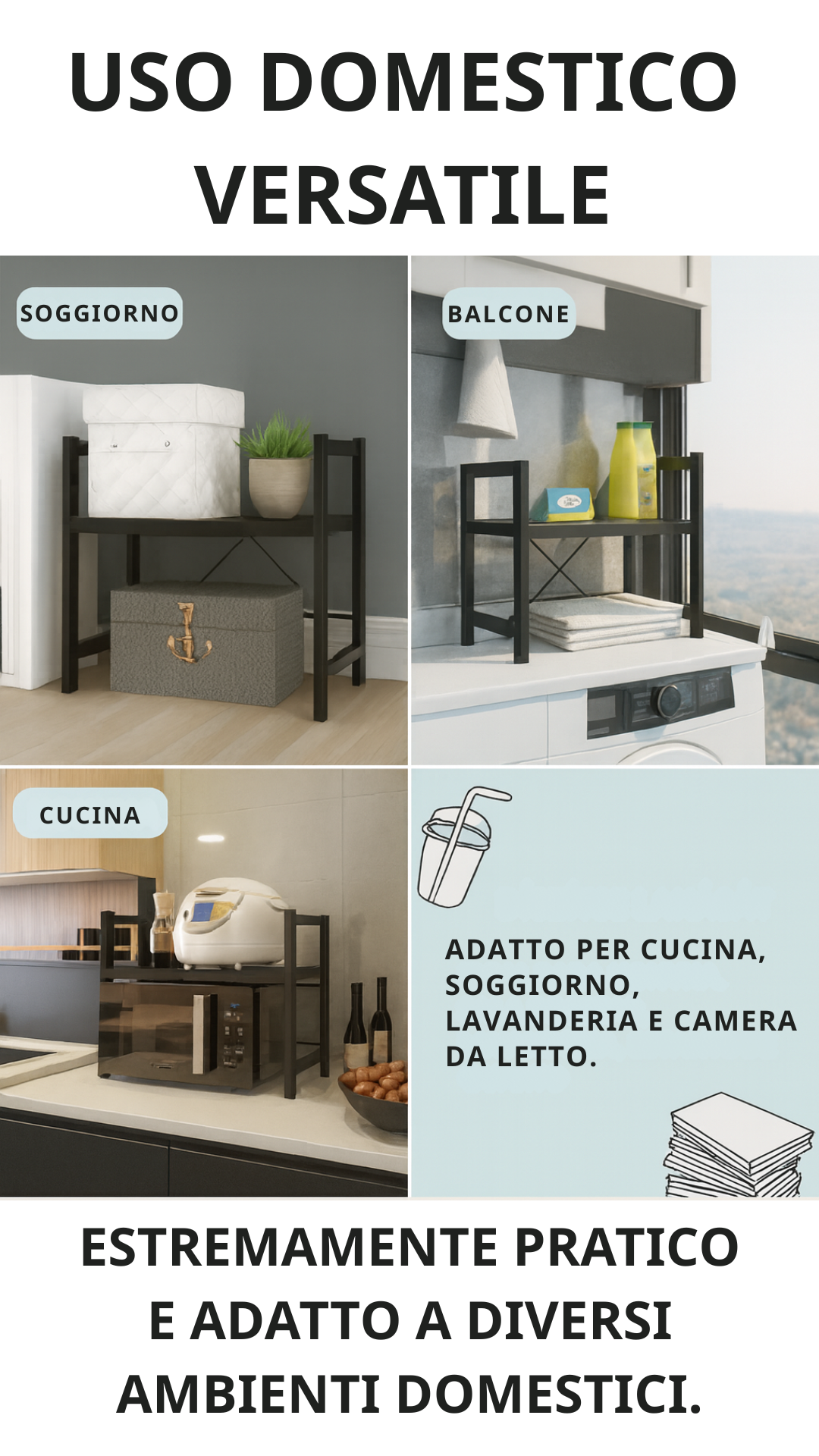(Promozione: sconto del 30%) Ripiano regolabile per microonde da cucina