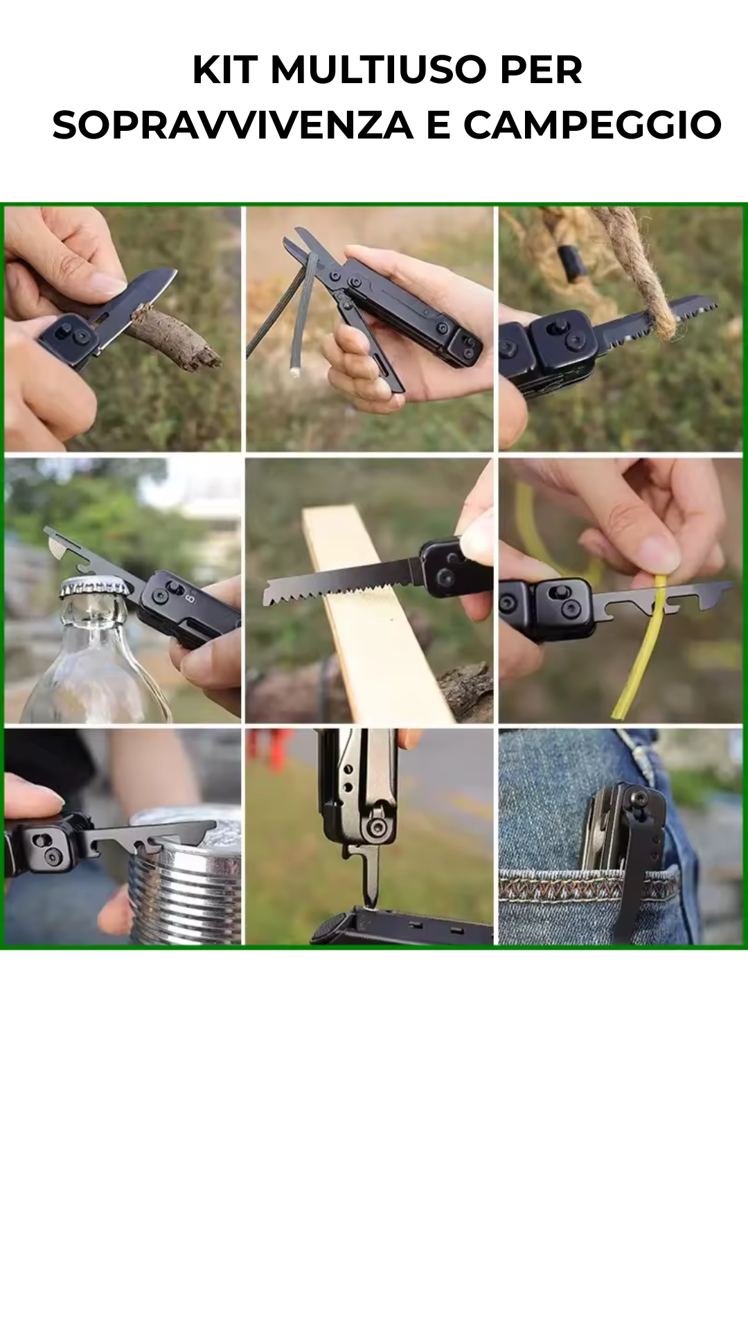 (Offerta speciale: -30%) Kit Multiuso Professionale per Sopravvivenza e Campeggio !!
