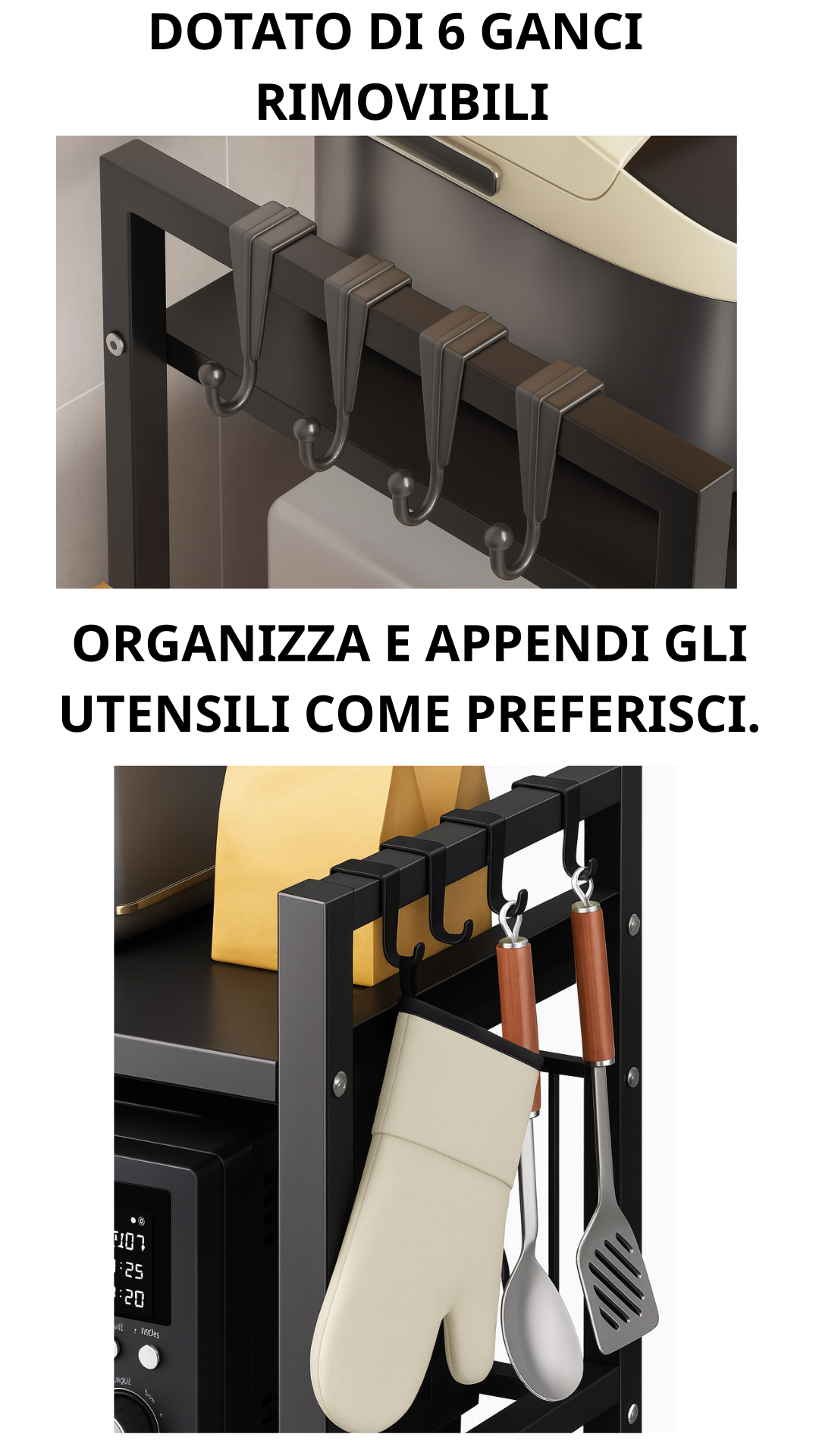 (Promozione: sconto del 30%) Ripiano regolabile per microonde da cucina
