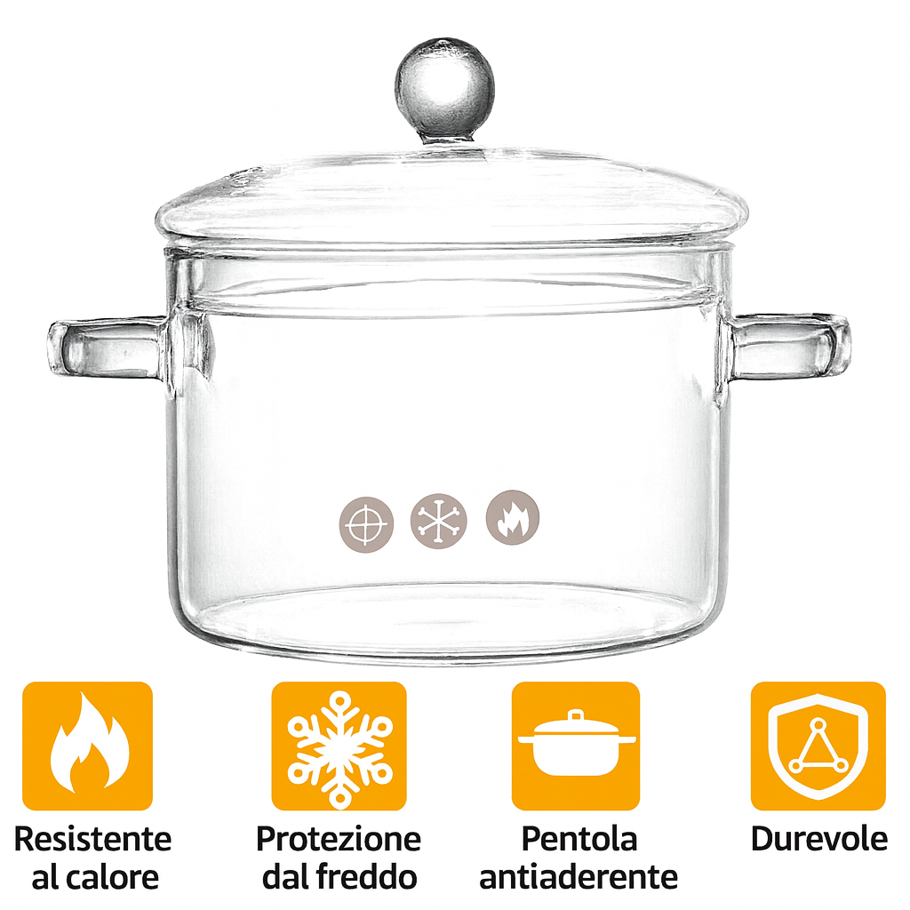 (Sconto del 30%) Casseruola in vetro trasparente