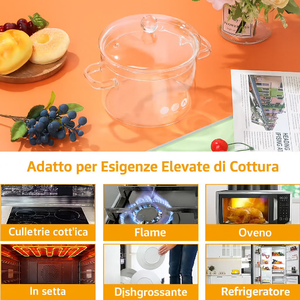 (Sconto del 30%) Casseruola in vetro trasparente