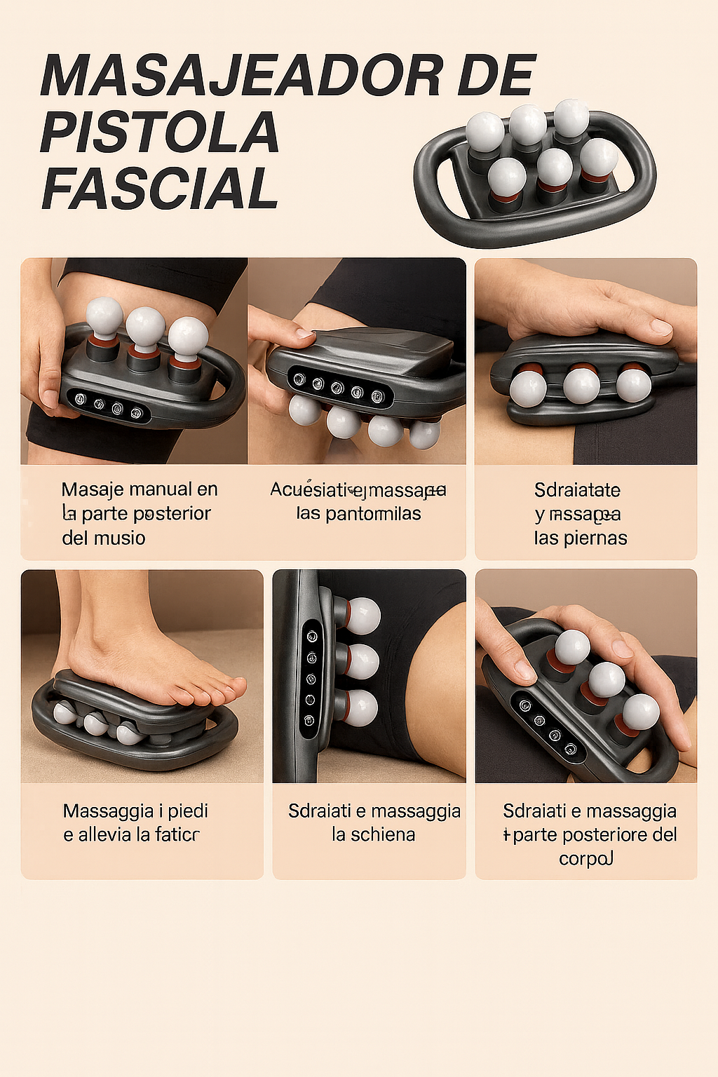 (ridotta del 30%) Massaggiatore a Percussione 6/8/16 Testine