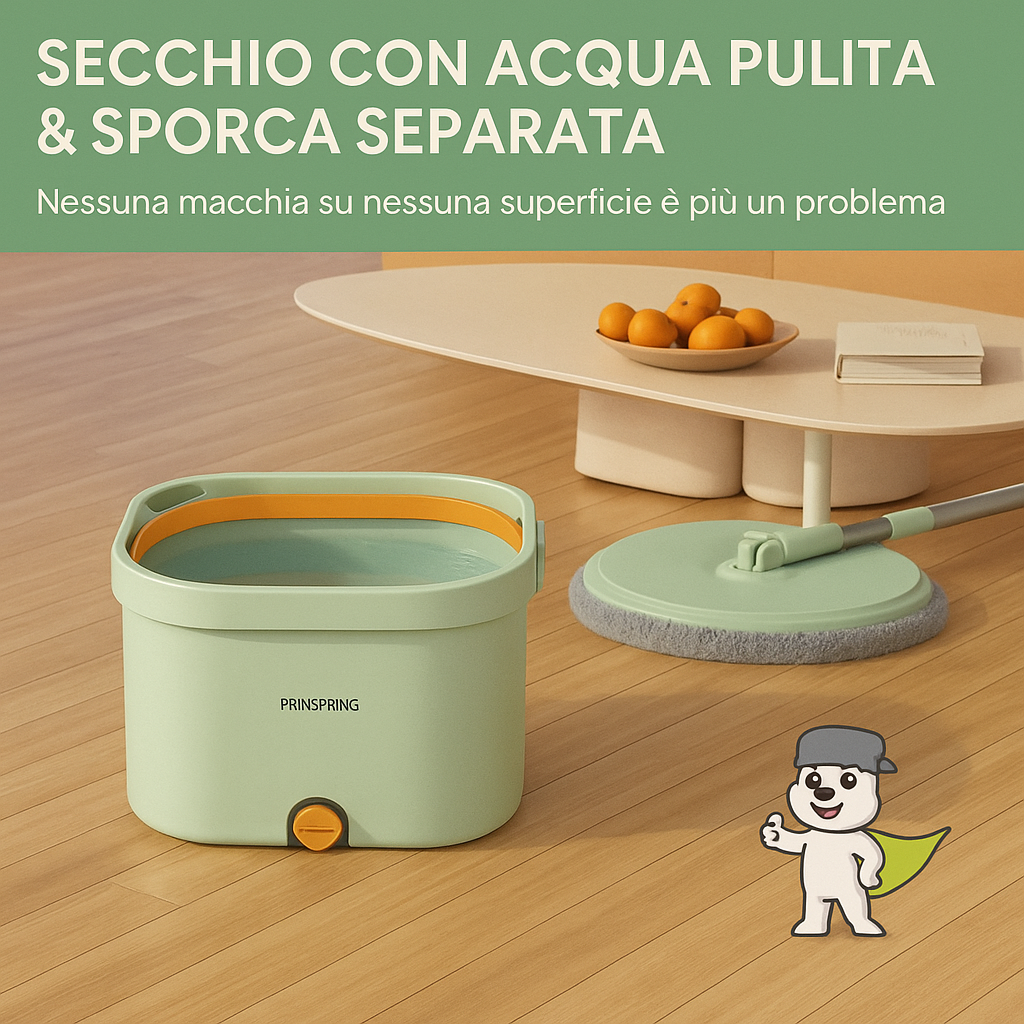 (30% di sconto)Mocio con secchio per pulizia angolare