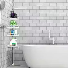 (30% di sconto)Mensola angolare da bagno in acciaio inox – Bianca | 1 pezzo | 4 ripiani telescopici regolabili