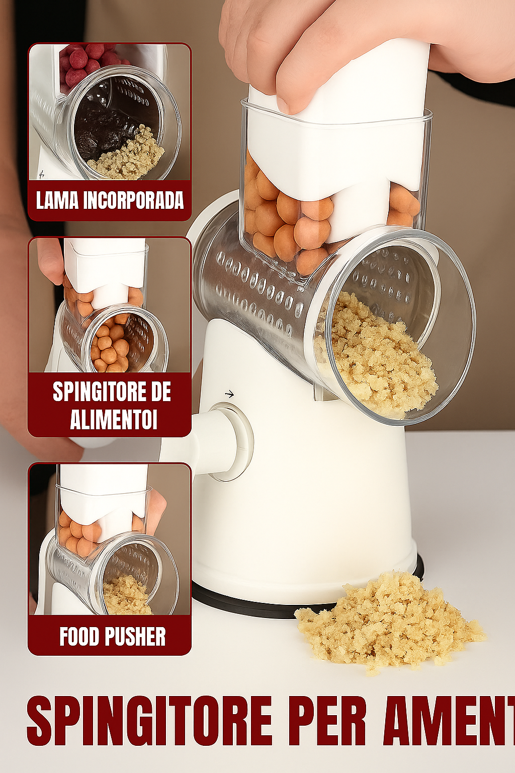 (30% di sconto) Grattugia e Tritatutto Manuale Rotante Multifunzionale da Cucina 2025