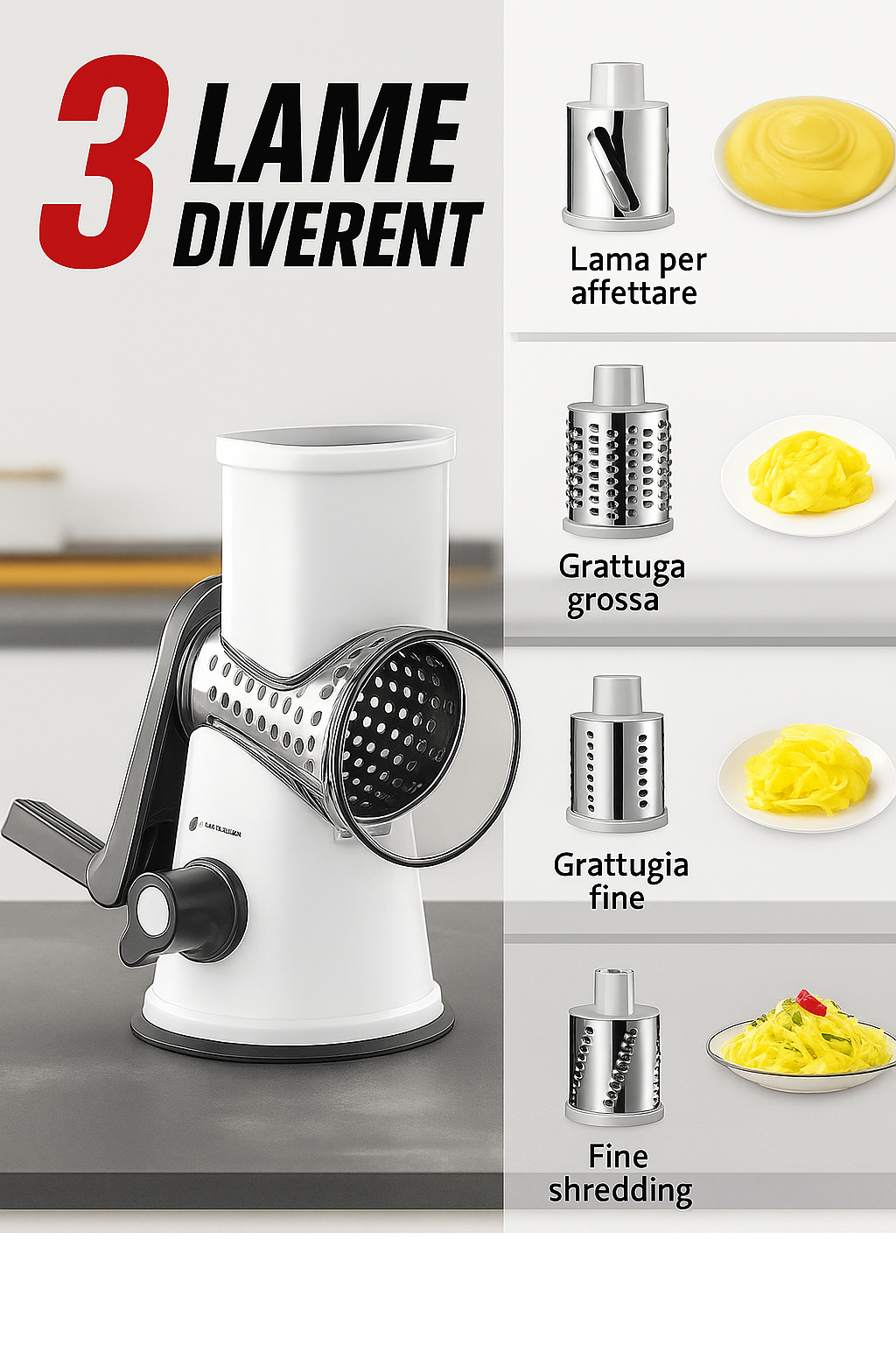 (30% di sconto) Grattugia e Tritatutto Manuale Rotante Multifunzionale da Cucina 2025